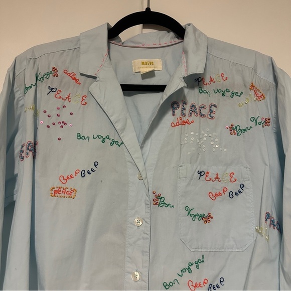 MAEVE x ANTHROPOLOGIE The Clarissa High-Low Buttondown Beaded Peace Size 00 - Picture 5 of 13